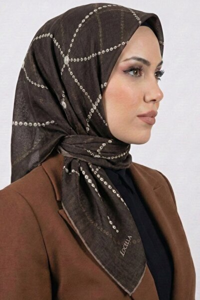 hadiora Your Name Is Brown Chain Patterned Organic Cotton Soft Scarf