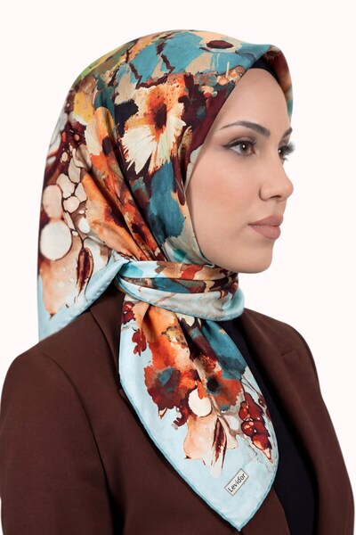 hadiora Women's Ice Blue Abstract Patterned Crystal Scarf