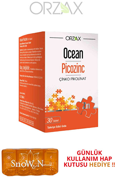 Ocean Picozinc Takviye Edici Gıda 30 Tablet+ Hap Kutusu HEDİYE