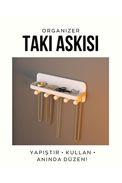özgürce Yapıştırmalı Takı Askısı, Duvar Dekoratif Organizer, Kolay Kullanım