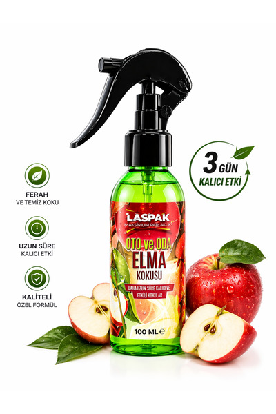 Oto ve Oda Elma Kokusu 100 ML Kalıcı Ferah Koku Araç ve Ev Spreyi
