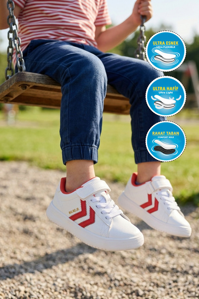 hummel 900869 Hml Malmo Jr Pantofi sport unisex pentru copii alb-roșu
