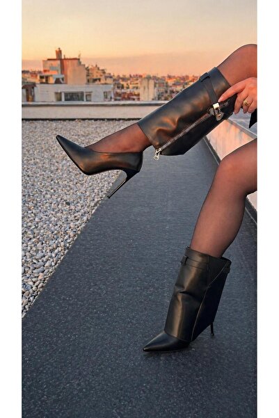ESSO LA MİA Romance Removable Leather Upper 11 cm Genuine Leather Stiletto