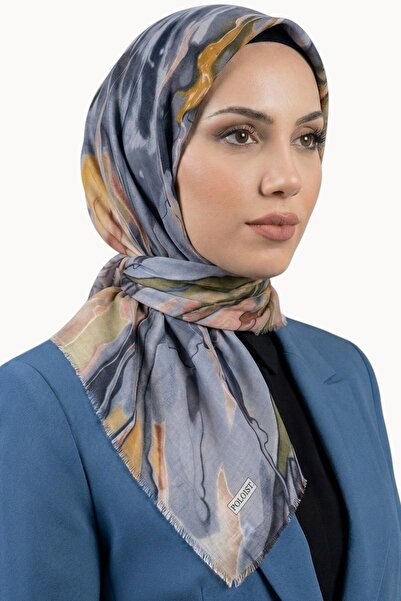 hadiora Marbling Patterned Abstract Marble Pattern Flared Scarf 6516