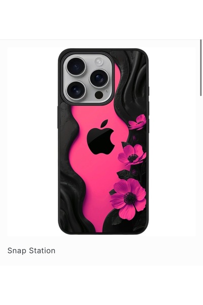 SNAPSTATIONRO Προστατευτική θήκη, MagSafe, iPhone 15 PRO - Apple_Logo_Pink_Fl...
