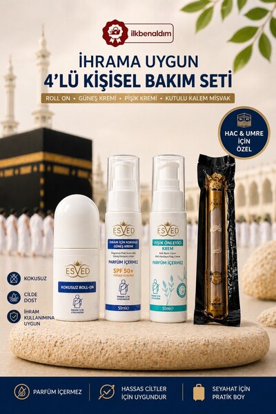 İlkbenaldim İhrama Uygun Kokusuz Kişisel Bakım Seti 4’lü – Hac ve Umre İçin Ö...
