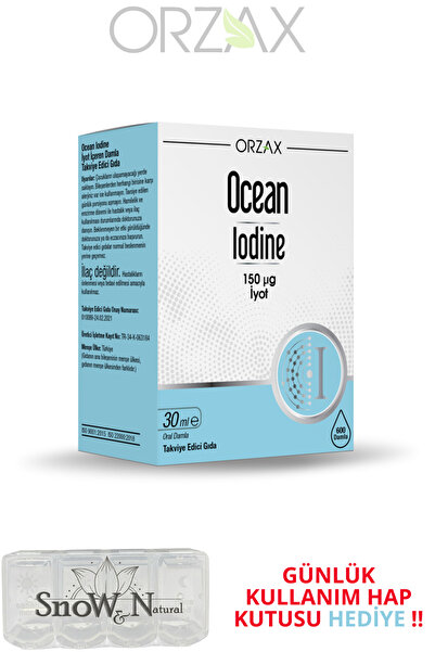 Ocean Iodine Damla 30 ML Her Damlada (0,05ml) 150 mcg iyot + Hap Kutusu HEDİYE