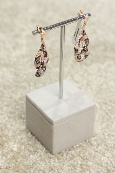 GÜMÜŞ 925 Rose Gold Sallantılı Leopar Küpe