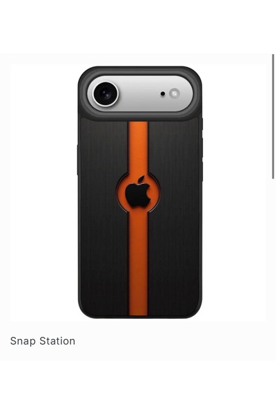 SNAPSTATIONRO Husa de protectie, MagSafe, iPhone 17 AIR - Apple_Logo_Orange_B...