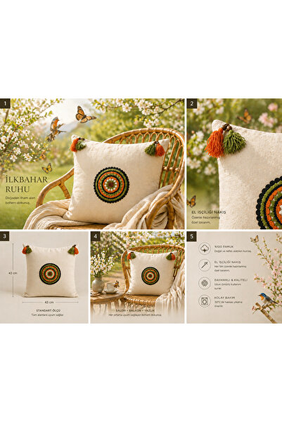 Sister Home Design Boho mandala jastučnica, ručno izrađena od prirodne tkanin...
