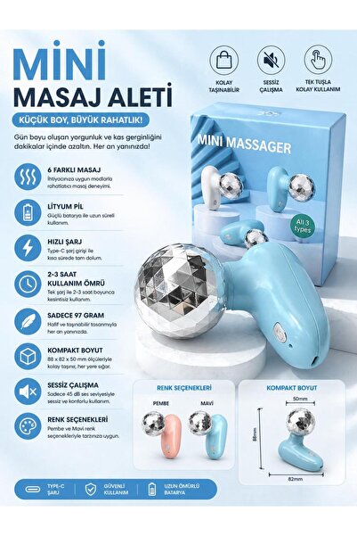 Hesaplishoping Mini Masaj Aleti Titreşimli 6 Farklı Mod Ergonomik Boyun Bel B...