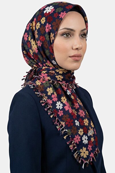 hadiora Women's Pink Navy Blue Floral Patterned Beaded Writing