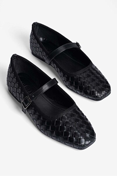Mubiano Women's Ballet Flats with Knitted Textured Straps and Square Toe Mare...