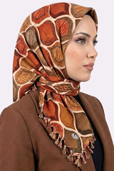 hadiora Women's Orange Authentic Patterned Beaded Writing