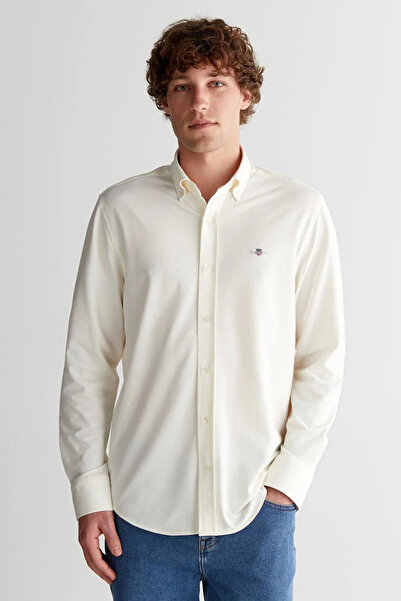 Gant Men's White Button-Down Collar Logo Shirt