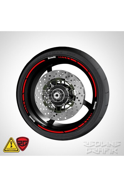 Redline Grafik Benelli Beyaz Yazılı Reflektif Kırmızı Jant Şerit