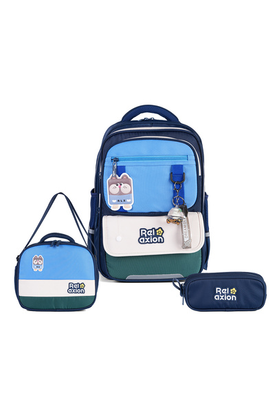 FATELLA Relaxion 1816 3-Piece Primary School Bag Set Navy Blue - School Bag w...