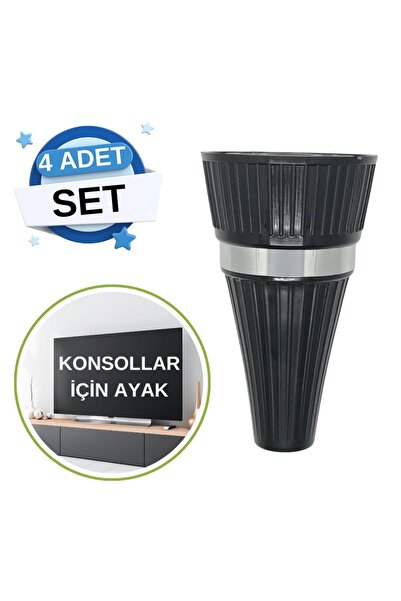 Zarif Siyah Mobilya Ayağı - 4'lü Paket, 14 Cm Şık ve Dayanıklı