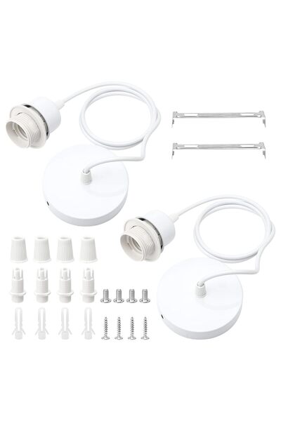 TNSLAND 2 x E27 Λευκό Κρεμαστό Φωτιστικό Οροφής με Καλώδιο 100 εκ. Συμβατό με...