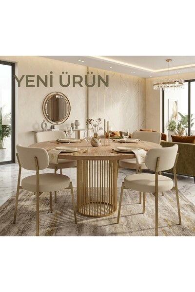 EDMONDA EV AKSESUAR LİZBON MUTFAK MASASI TAKIMI YEMEK ODASI TAKIMI 100 CM ÇAP...