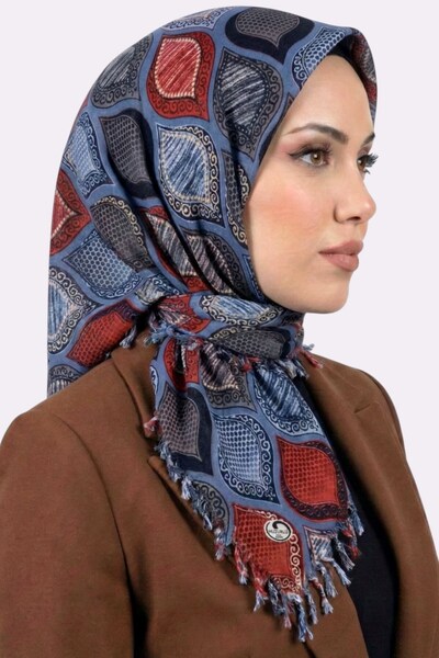 hadiora Women's Blue Red Authentic Patterned Beaded Writing