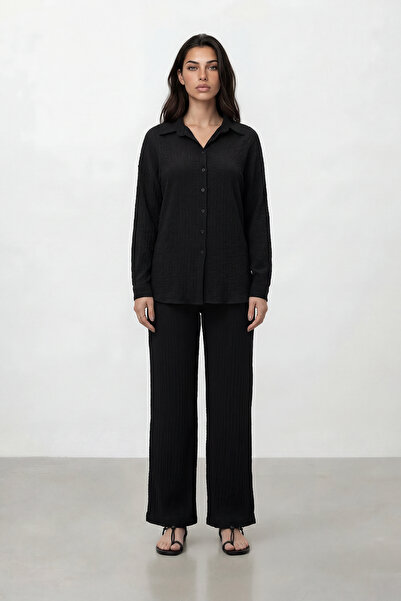 Nazline Σετ Πιτζάμες Χειμερινές Πλεκτές Βουργουνδίες με Ανάγλυφη Υφή και Μαλα...