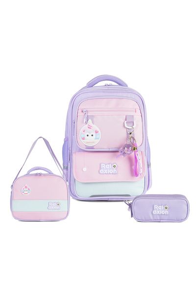 FATELLA Relaxion 1816 3-Piece Primary School Bag Set Lilac - School Bag with ...