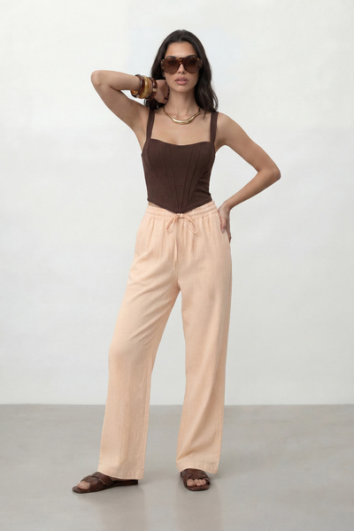 Nazline Wide Leg Trousers with Waist Tie