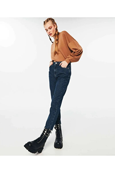 Lixera Nicky Σκούρο Μπλε Ψηλόμεσο Παντελόνι Lycra Mom Jean