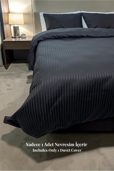 VESSİNOHOME Παπλωματοθήκη Μόνο Βαμβακερό Σατέν Μονό Πολυτελές Ριγέ Σατέν Παπλ...