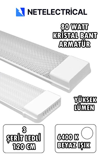 NETELECTRİCAL 80 Watt 120 cm Kristal Yatay LED Bant Armatür 4 ADET - Trafolu ...