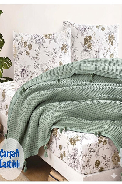 İpeksi Σετ Πικέ Διπλό με Πομπόν και Ελαστικά Σεντόνια