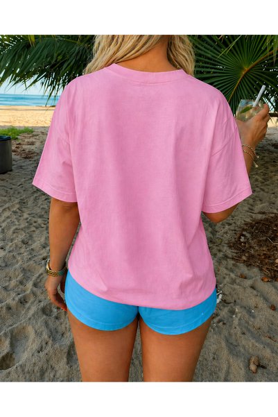Velostra Women's Sea Shell Printed Oversize Comfortable Daily Use Combed Cotton T-Shirt