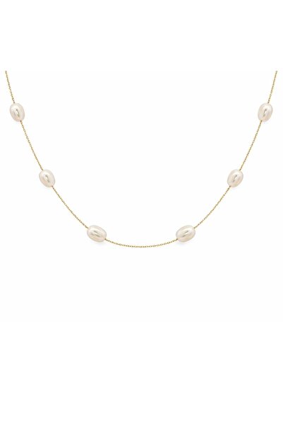 Bijuteria SORELLY Αλυσίδα από ασήμι 925 επιχρυσωμένη 14 καρατίων με μαργαριτάρια