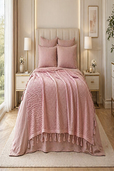 İpeksi Σετ Πικέ Διπλό με Πομπόν και Ελαστικά Σεντόνια