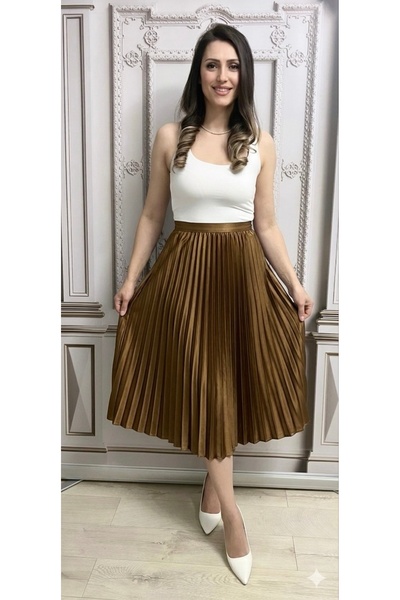 styleFlex Fusta midi plisata cu talia pe elastic