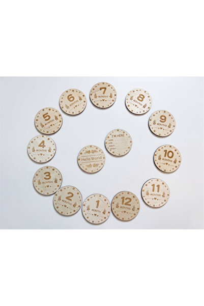 OEM Wooden baby milestone disc set – 1-12 months + "Hello World" – newborn ph...