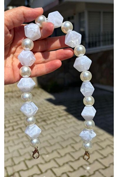 angel çanta aksesuar مقبض حقيبة لؤلؤي اللون أبيض مقاس 40 سم مع خطاف