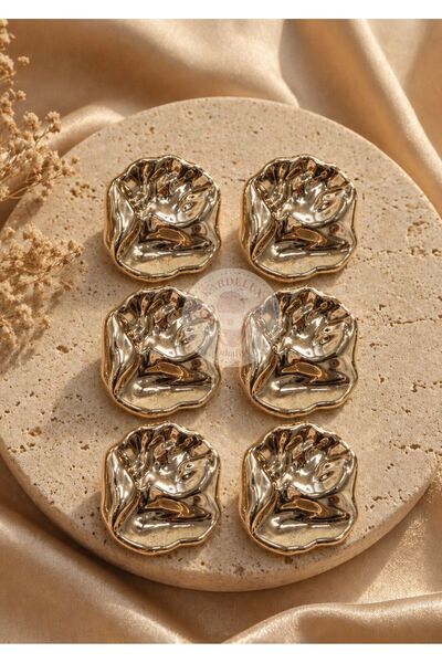 Kardelux Σετ 6 κουμπιών από μεταλλιζέ χρυσό μοντέλο από τσαλακωμένο λιωμένο χ...