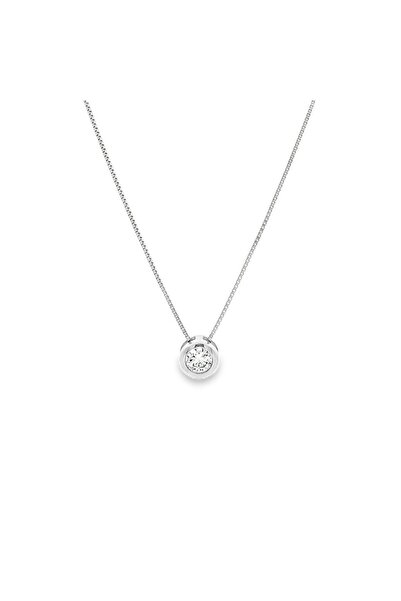 Bijuteria SORELLY Ασημένια αλυσίδα με μονόπετρο διαμάντι σε δέσιμο bezel.