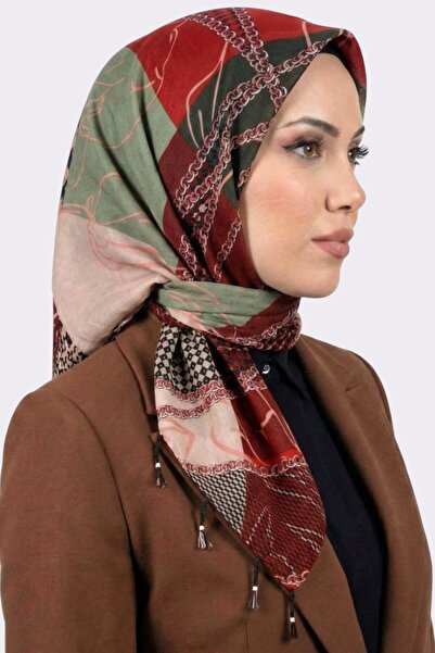 hadiora سلسلة نسائية باللون الأحمر الكاكي مزينة باللؤلؤ والخرز