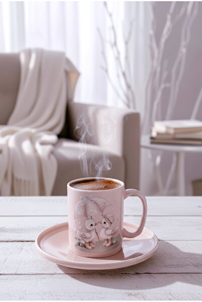 Rolin Design Ördekli Pembe Kahve Fincanı 90ml