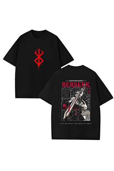 MAGORS Tricou unisex cu decolteu rotund, 100% bumbac, cu imprimeu Berserk Ani...