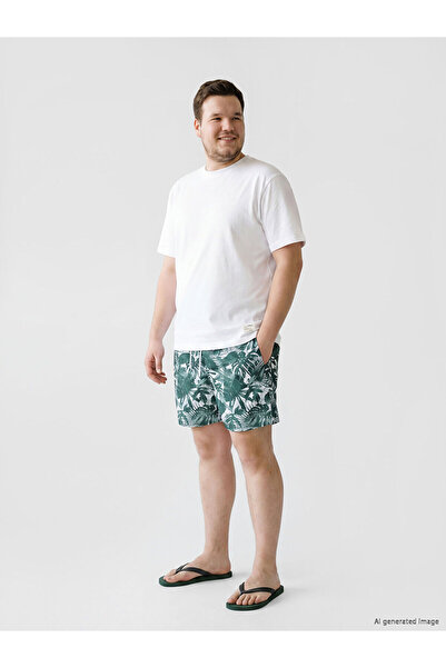 LC Waikiki Nevavm Short Length Patterned Men's Swim Shorts with Difference