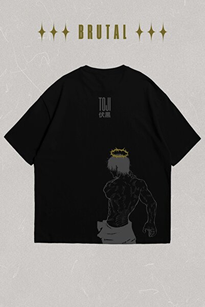 Brutal Dept. Toji Fushiguro Anime Oversize Black T-Shirt – Minimal Japanese T...