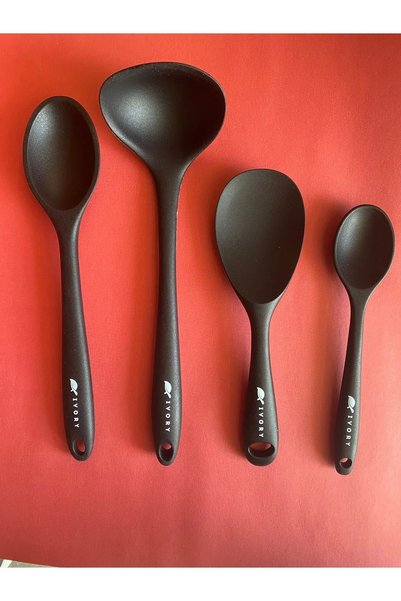 Perağ Ivory Heat Resistant Silicone Colander Spoon Set 5 Pieces 2 8Cm/22Cm/20Cm Spoons 28cm Colander/Spoon