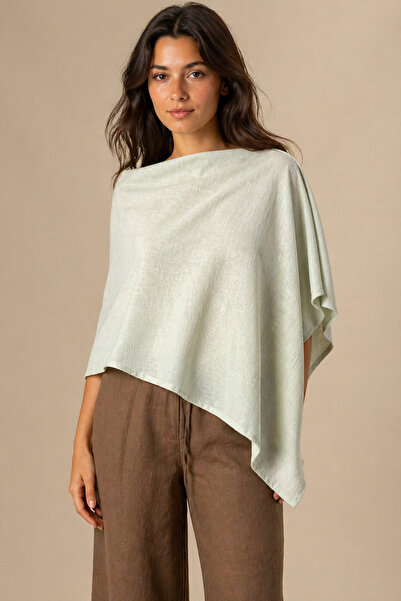 Sebir Moda Ασύμμετρο λινό πόντσο