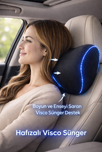 EpiRelax Araba Ortopedik Boyun Yastığı Oto Boyun Yastığı Visco Araç Boyu Yast...