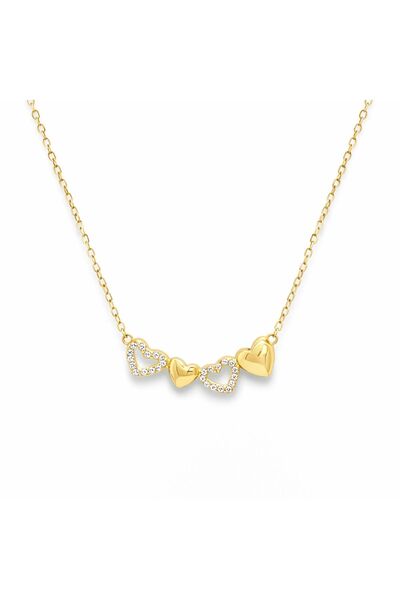 Bijuteria SORELLY Επιχρυσωμένη αλυσίδα από ασήμι 925 με καρδιές