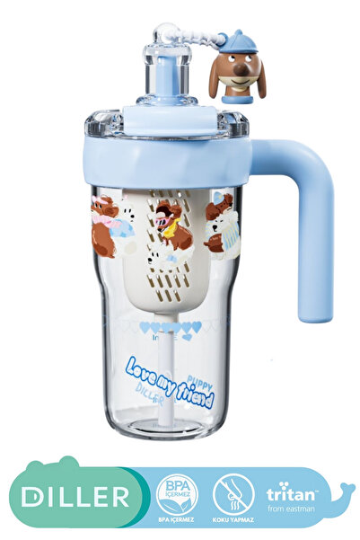 DILLER 860ml Yeni Koleksiyon Sevimli Hayvanlar Süslü Pipetli/Pipetsiz Kulplu ...